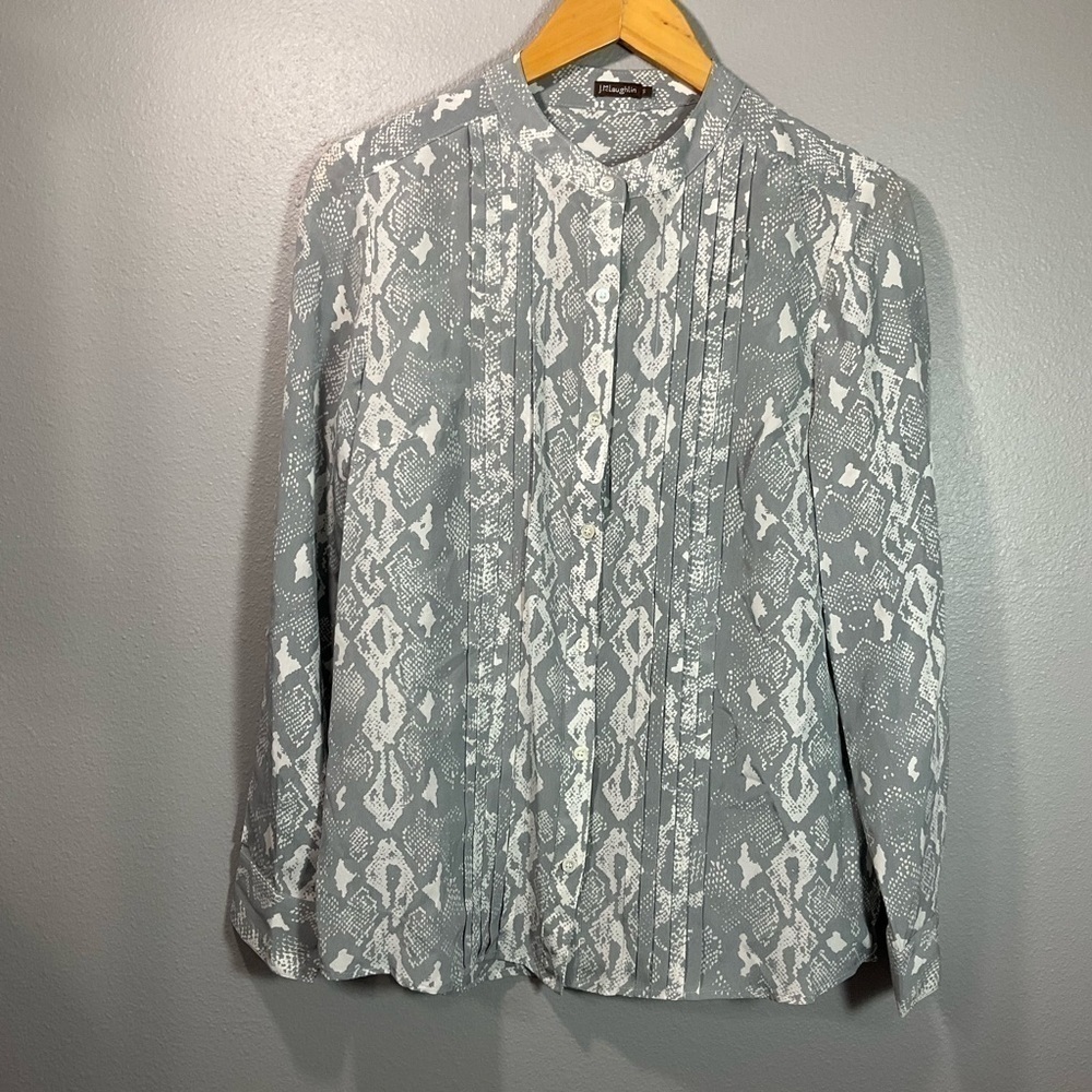 J.MCLAUGHLIN LOIS SILK-BLEND BLOUSE SIZE SMALL T42